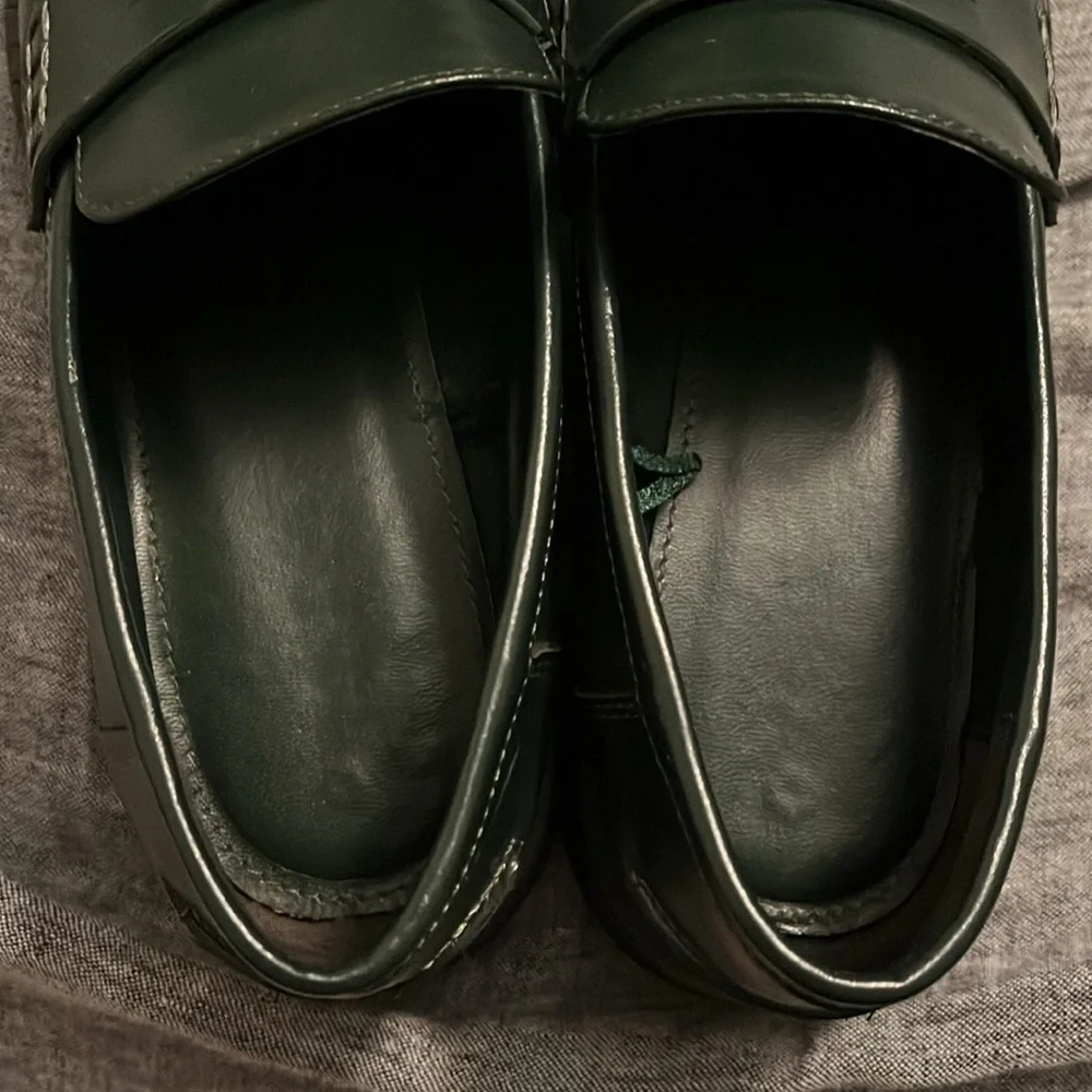 ZARA loafers shoes platform dark green in size 37